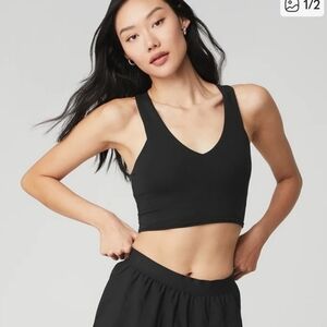 Alo Yoga Airbrush Real Sports Bra Black RacerBack